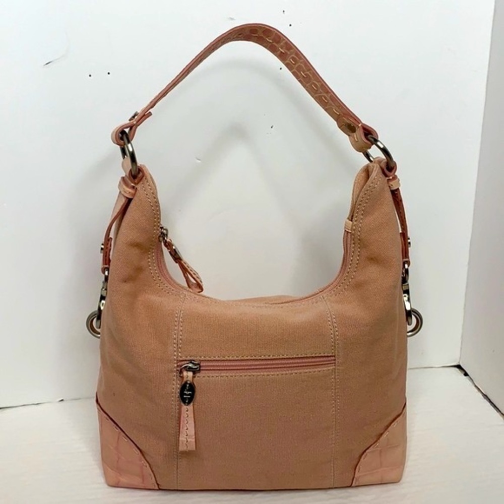 Donald J Pilner canvas and leather hobo